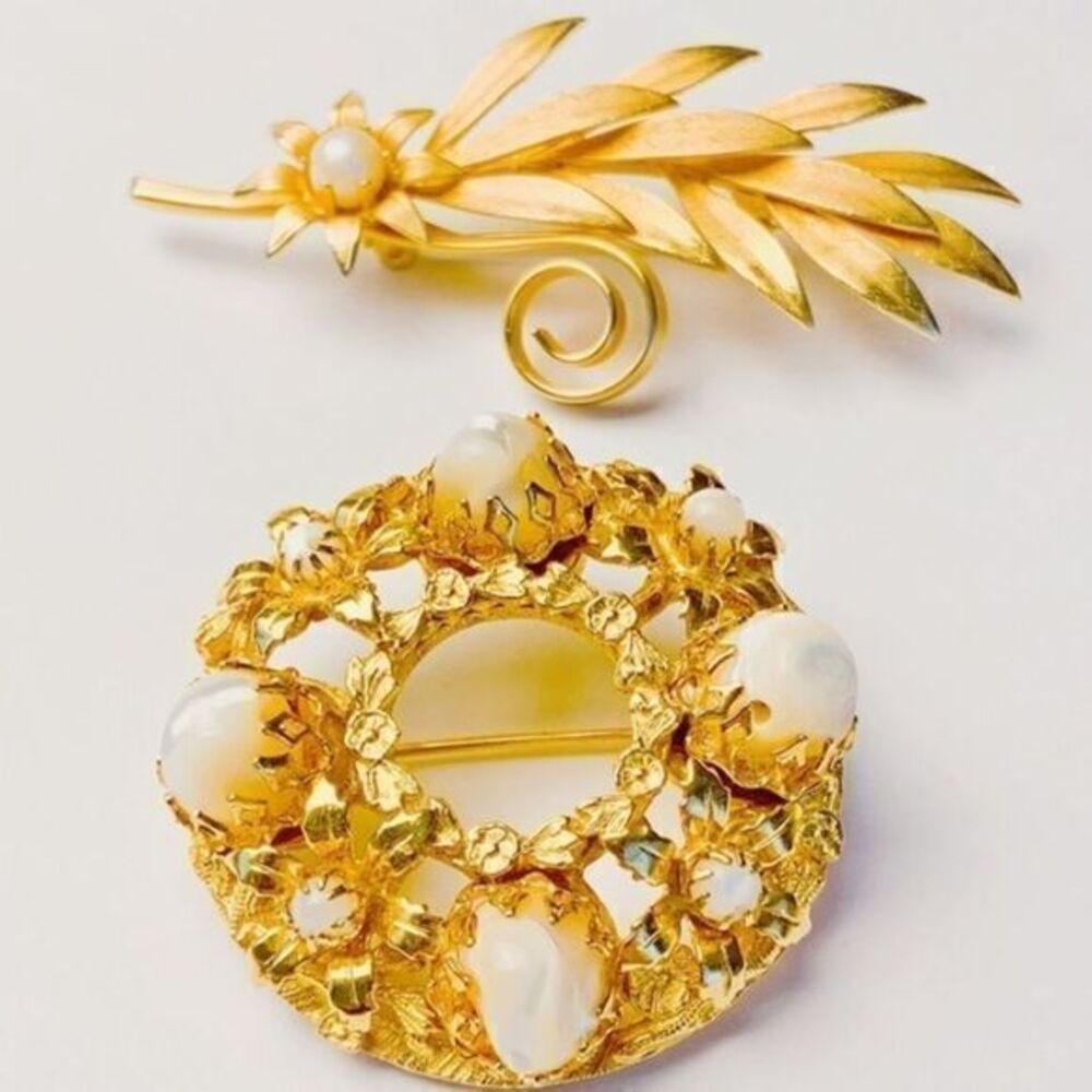 Vintage Gold Rhinestone Brooch Pin Lot​​